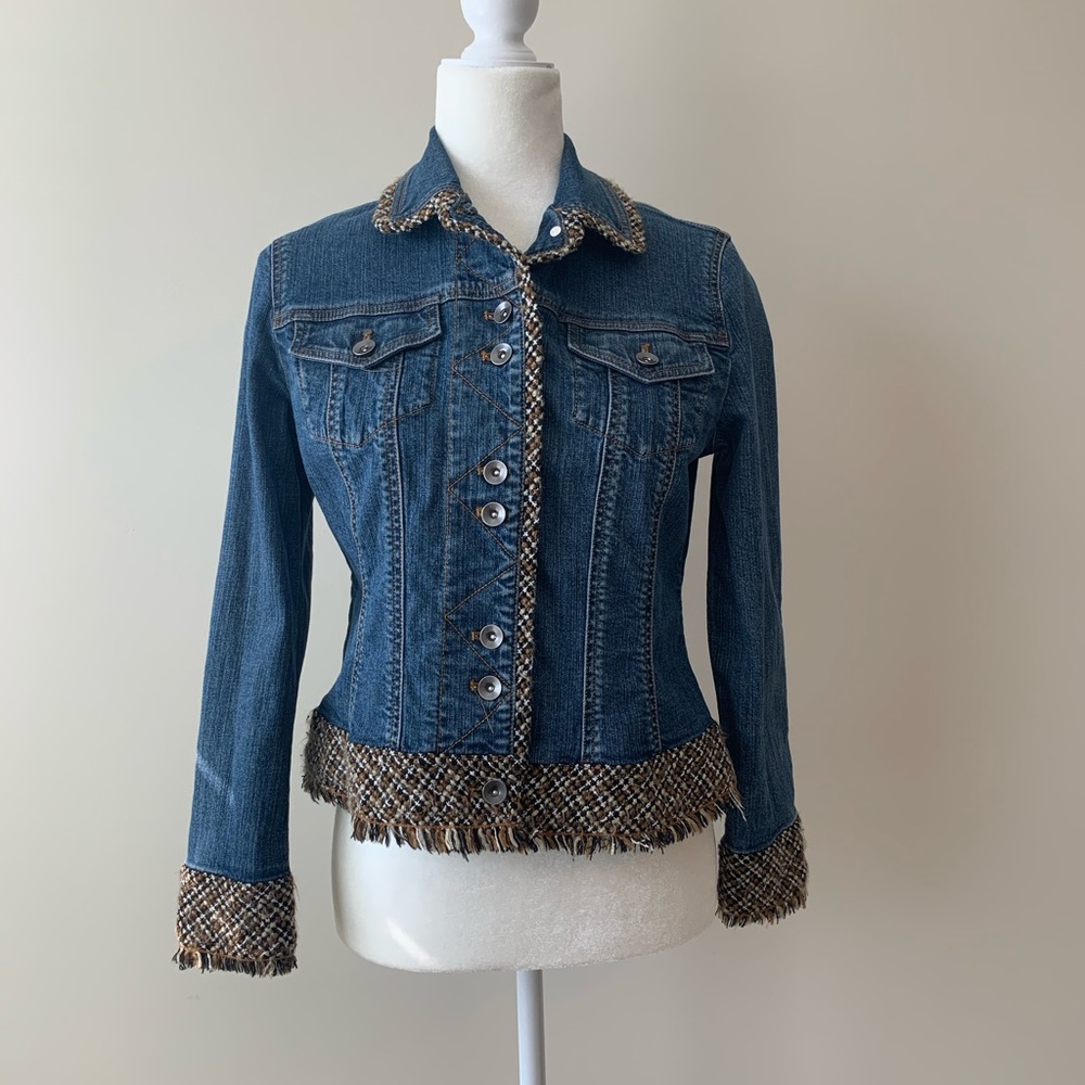 Coldwater Creek Denim Jacket Painted Sunflower 6P - Picture 3 of 6